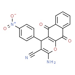 ChemSpider 2D Image | 2-Amino-4-(4-nitrophenyl)-5,10-dioxo-5,10-dihydro-4H-benzo[g]chromene-3-carbonitrile | C20H11N3O5