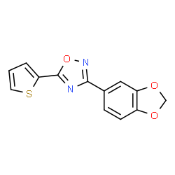 ChemSpider 2D Image | 3-(1,3-Benzodioxol-5-yl)-5-(2-thienyl)-1,2,4-oxadiazole | C13H8N2O3S