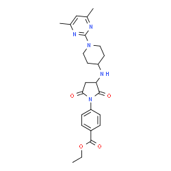 ChemSpider 2D Image | Ethyl 4-(3-{[1-(4,6-dimethyl-2-pyrimidinyl)-4-piperidinyl]amino}-2,5-dioxo-1-pyrrolidinyl)benzoate | C24H29N5O4