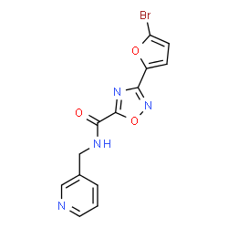 ChemSpider 2D Image | 3-(5-Bromo-2-furyl)-N-(3-pyridinylmethyl)-1,2,4-oxadiazole-5-carboxamide | C13H9BrN4O3