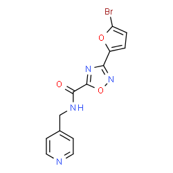ChemSpider 2D Image | 3-(5-Bromo-2-furyl)-N-(4-pyridinylmethyl)-1,2,4-oxadiazole-5-carboxamide | C13H9BrN4O3