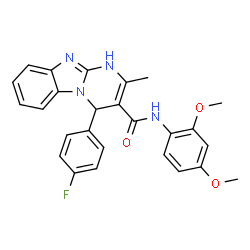 ChemSpider 2D Image | N-(2,4-Dimethoxyphenyl)-4-(4-fluorophenyl)-2-methyl-1,4-dihydropyrimido[1,2-a]benzimidazole-3-carboxamide | C26H23FN4O3