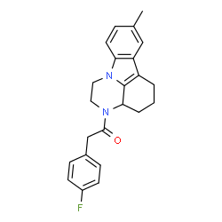 ChemSpider 2D Image | 2-(4-Fluorophenyl)-1-(8-methyl-1,2,3a,4,5,6-hexahydro-3H-pyrazino[3,2,1-jk]carbazol-3-yl)ethanone | C23H23FN2O