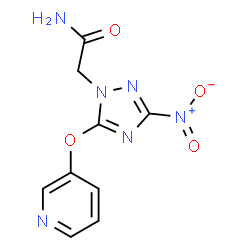 ChemSpider 2D Image | 2-[3-Nitro-5-(3-pyridinyloxy)-1H-1,2,4-triazol-1-yl]acetamide | C9H8N6O4