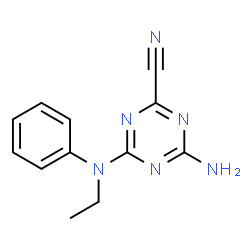 ChemSpider 2D Image | 4-Amino-6-[ethyl(phenyl)amino]-1,3,5-triazine-2-carbonitrile | C12H12N6