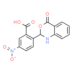ChemSpider 2D Image | 5-Nitro-2-(4-oxo-1,4-dihydro-2H-3,1-benzoxazin-2-yl)benzoic acid | C15H10N2O6