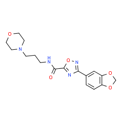 ChemSpider 2D Image | 3-(1,3-Benzodioxol-5-yl)-N-[3-(4-morpholinyl)propyl]-1,2,4-oxadiazole-5-carboxamide | C17H20N4O5