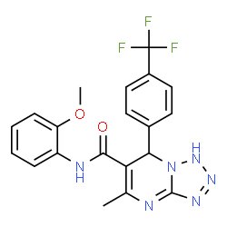 ChemSpider 2D Image | N-(2-methoxyphenyl)-5-methyl-7-(4-(trifluoromethyl)phenyl)-4,7-dihydrotetrazolo[1,5-a]pyrimidine-6-carboxamide | C20H17F3N6O2