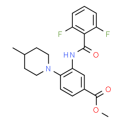 ChemSpider 2D Image | Methyl 3-[(2,6-difluorobenzoyl)amino]-4-(4-methyl-1-piperidinyl)benzoate | C21H22F2N2O3