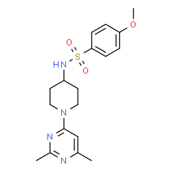 ChemSpider 2D Image | N-[1-(2,6-Dimethyl-4-pyrimidinyl)-4-piperidinyl]-4-methoxybenzenesulfonamide | C18H24N4O3S