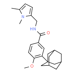 ChemSpider 2D Image | 3-(Adamantan-1-yl)-N-[(1,5-dimethyl-1H-pyrrol-2-yl)methyl]-4-methoxybenzamide | C25H32N2O2
