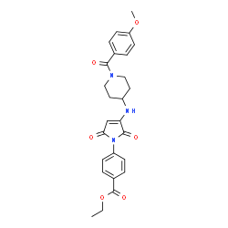 ChemSpider 2D Image | Ethyl 4-(3-{[1-(4-methoxybenzoyl)-4-piperidinyl]amino}-2,5-dioxo-2,5-dihydro-1H-pyrrol-1-yl)benzoate | C26H27N3O6