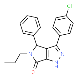 ChemSpider 2D Image | 3-(4-Chlorophenyl)-4-phenyl-5-propyl-4,5-dihydropyrrolo[3,4-c]pyrazol-6(1H)-one | C20H18ClN3O