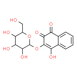 ChemSpider 2D Image | 1-Hydroxy-3,4-dioxo-3,4-dihydro-2-naphthalenyl hexopyranoside | C16H16O9