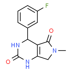ChemSpider 2D Image | 4-(3-Fluorophenyl)-6-methyl-3,4,6,7-tetrahydro-1H-pyrrolo[3,4-d]pyrimidine-2,5-dione | C13H12FN3O2