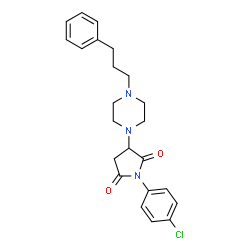 ChemSpider 2D Image | 1-(4-Chlorophenyl)-3-[4-(3-phenylpropyl)-1-piperazinyl]-2,5-pyrrolidinedione | C23H26ClN3O2