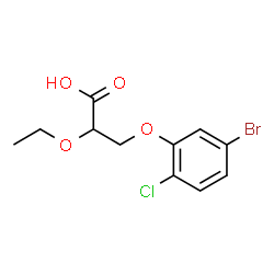 ChemSpider 2D Image | 3-(5-Bromo-2-chlorophenoxy)-2-ethoxypropanoic acid | C11H12BrClO4