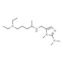 ChemSpider 2D Image | N~4~-{[2-(Dimethylamino)-1-methyl-1H-imidazol-5-yl]methyl}-N~1~,N~1~-diethyl-1,4-pentanediamine | C16H33N5
