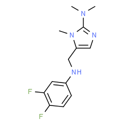 ChemSpider 2D Image | 5-{[(3,4-Difluorophenyl)amino]methyl}-N,N,1-trimethyl-1H-imidazol-2-amine | C13H16F2N4