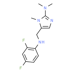 ChemSpider 2D Image | 5-{[(2,4-Difluorophenyl)amino]methyl}-N,N,1-trimethyl-1H-imidazol-2-amine | C13H16F2N4