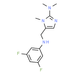 ChemSpider 2D Image | 5-{[(3,5-Difluorophenyl)amino]methyl}-N,N,1-trimethyl-1H-imidazol-2-amine | C13H16F2N4