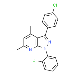 ChemSpider 2D Image | 1-(2-Chlorophenyl)-3-(4-chlorophenyl)-4,6-dimethyl-1H-pyrazolo[3,4-b]pyridine | C20H15Cl2N3