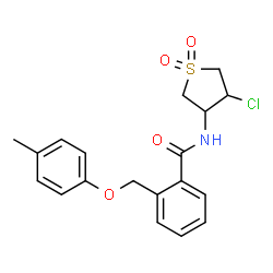 ChemSpider 2D Image | N-(4-Chloro-1,1-dioxidotetrahydro-3-thiophenyl)-2-[(4-methylphenoxy)methyl]benzamide | C19H20ClNO4S