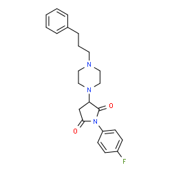 ChemSpider 2D Image | 1-(4-Fluorophenyl)-3-[4-(3-phenylpropyl)-1-piperazinyl]-2,5-pyrrolidinedione | C23H26FN3O2