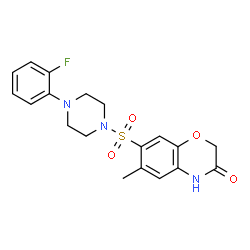 ChemSpider 2D Image | 7-{[4-(2-Fluorophenyl)-1-piperazinyl]sulfonyl}-6-methyl-2H-1,4-benzoxazin-3(4H)-one | C19H20FN3O4S