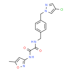 ChemSpider 2D Image | N-{4-[(4-Chloro-1H-pyrazol-1-yl)methyl]benzyl}-N'-(5-methyl-1,2-oxazol-3-yl)ethanediamide | C17H16ClN5O3