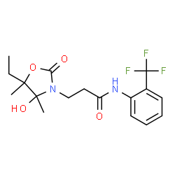 ChemSpider 2D Image | 3-(5-Ethyl-4-hydroxy-4,5-dimethyl-2-oxo-1,3-oxazolidin-3-yl)-N-[2-(trifluoromethyl)phenyl]propanamide | C17H21F3N2O4