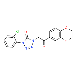 ChemSpider 2D Image | 1-(2-Chlorophenyl)-4-[2-(2,3-dihydro-1,4-benzodioxin-6-yl)-2-oxoethyl]-1,4-dihydro-5H-tetrazol-5-one | C17H13ClN4O4