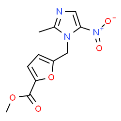 ChemSpider 2D Image | Methyl 5-[(2-methyl-5-nitro-1H-imidazol-1-yl)methyl]-2-furoate | C11H11N3O5