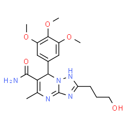 ChemSpider 2D Image | 2-(3-Hydroxypropyl)-5-methyl-7-(3,4,5-trimethoxyphenyl)-1,7-dihydro[1,2,4]triazolo[1,5-a]pyrimidine-6-carboxamide | C19H25N5O5