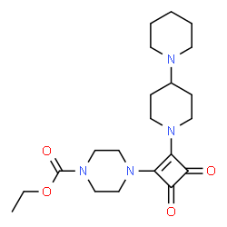 ChemSpider 2D Image | Ethyl 4-[2-(1,4'-bipiperidin-1'-yl)-3,4-dioxo-1-cyclobuten-1-yl]-1-piperazinecarboxylate | C21H32N4O4