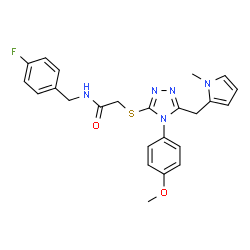 ChemSpider 2D Image | N-[(4-fluorophenyl)methyl]-2-[[4-(4-methoxyphenyl)-5-[(1-methyl-2-pyrrolyl)methyl]-1,2,4-triazol-3-yl]thio]acetamide | C24H24FN5O2S