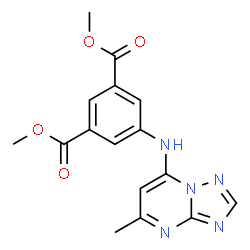 ChemSpider 2D Image | Dimethyl 5-[(5-methyl[1,2,4]triazolo[1,5-a]pyrimidin-7-yl)amino]isophthalate | C16H15N5O4