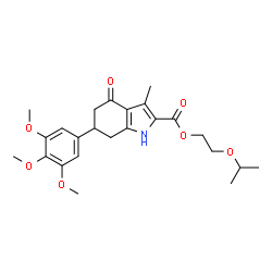 ChemSpider 2D Image | 2-Isopropoxyethyl 3-methyl-4-oxo-6-(3,4,5-trimethoxyphenyl)-4,5,6,7-tetrahydro-1H-indole-2-carboxylate | C24H31NO7