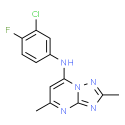 ChemSpider 2D Image | N-(3-Chloro-4-fluorophenyl)-2,5-dimethyl[1,2,4]triazolo[1,5-a]pyrimidin-7-amine | C13H11ClFN5