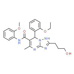 ChemSpider 2D Image | 7-(2-Ethoxyphenyl)-2-(3-hydroxypropyl)-N-(2-methoxyphenyl)-5-methyl-1,7-dihydro[1,2,4]triazolo[1,5-a]pyrimidine-6-carboxamide | C25H29N5O4