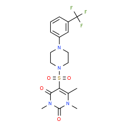 ChemSpider 2D Image | 1,3,6-Trimethyl-5-({4-[3-(trifluoromethyl)phenyl]-1-piperazinyl}sulfonyl)-2,4(1H,3H)-pyrimidinedione | C18H21F3N4O4S