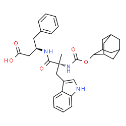 ChemSpider 2D Image | (3R)-3-({N-[(Adamantan-2-yloxy)carbonyl]-alpha-methyl-D-tryptophyl}amino)-4-phenylbutanoic acid | C33H39N3O5