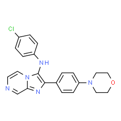 ChemSpider 2D Image | N-(4-Chlorophenyl)-2-[4-(4-morpholinyl)phenyl]imidazo[1,2-a]pyrazin-3-amine | C22H20ClN5O
