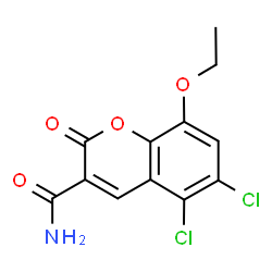 ChemSpider 2D Image | 5,6-Dichloro-8-ethoxy-2-oxo-2H-chromene-3-carboxamide | C12H9Cl2NO4