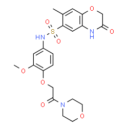 ChemSpider 2D Image | N-{3-Methoxy-4-[2-(4-morpholinyl)-2-oxoethoxy]phenyl}-7-methyl-3-oxo-3,4-dihydro-2H-1,4-benzoxazine-6-sulfonamide | C22H25N3O8S