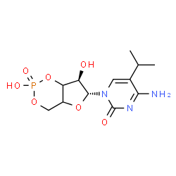ChemSpider 2D Image | 4-Amino-1-[(6R,7R)-2,7-dihydroxy-2-oxidotetrahydro-4H-furo[3,2-d][1,3,2]dioxaphosphinin-6-yl]-5-isopropyl-2(1H)-pyrimidinone | C12H18N3O7P