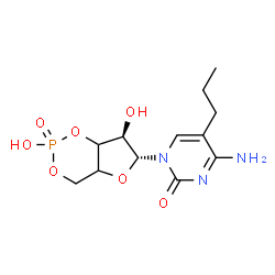 ChemSpider 2D Image | 4-Amino-1-[(6R,7R)-2,7-dihydroxy-2-oxidotetrahydro-4H-furo[3,2-d][1,3,2]dioxaphosphinin-6-yl]-5-propyl-2(1H)-pyrimidinone | C12H18N3O7P