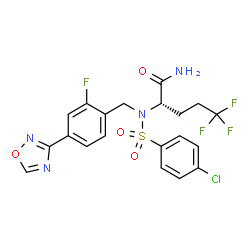 ChemSpider 2D Image | N~2~-[(4-Chlorophenyl)sulfonyl]-5,5,5-trifluoro-N~2~-[2-fluoro-4-(1,2,4-oxadiazol-3-yl)benzyl]-L-norvalinamide | C20H17ClF4N4O4S