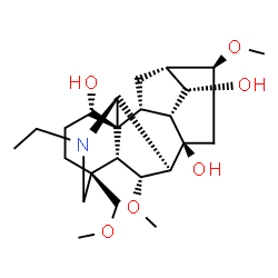 ChemSpider 2D Image | (1alpha,6alpha,14alpha,16beta,17S)-20-Ethyl-6,16-dimethoxy-4-(methoxymethyl)aconitane-1,8,14-triol | C24H39NO6