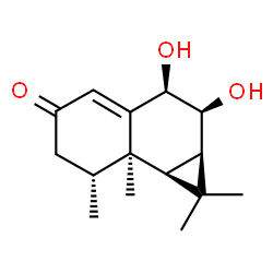 ChemSpider 2D Image | (8beta,9beta)-8,9-Dihydroxyaristol-1(10)-en-2-one | C15H22O3